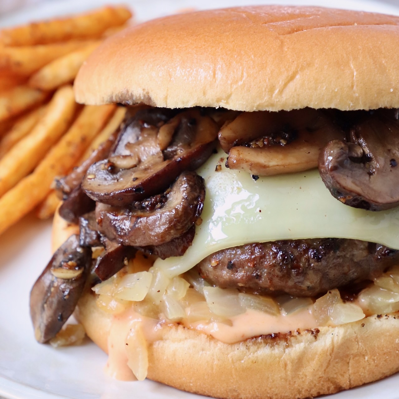 Homemade Mushroom Swiss Burger: Fast Food Flavor, Better Taste